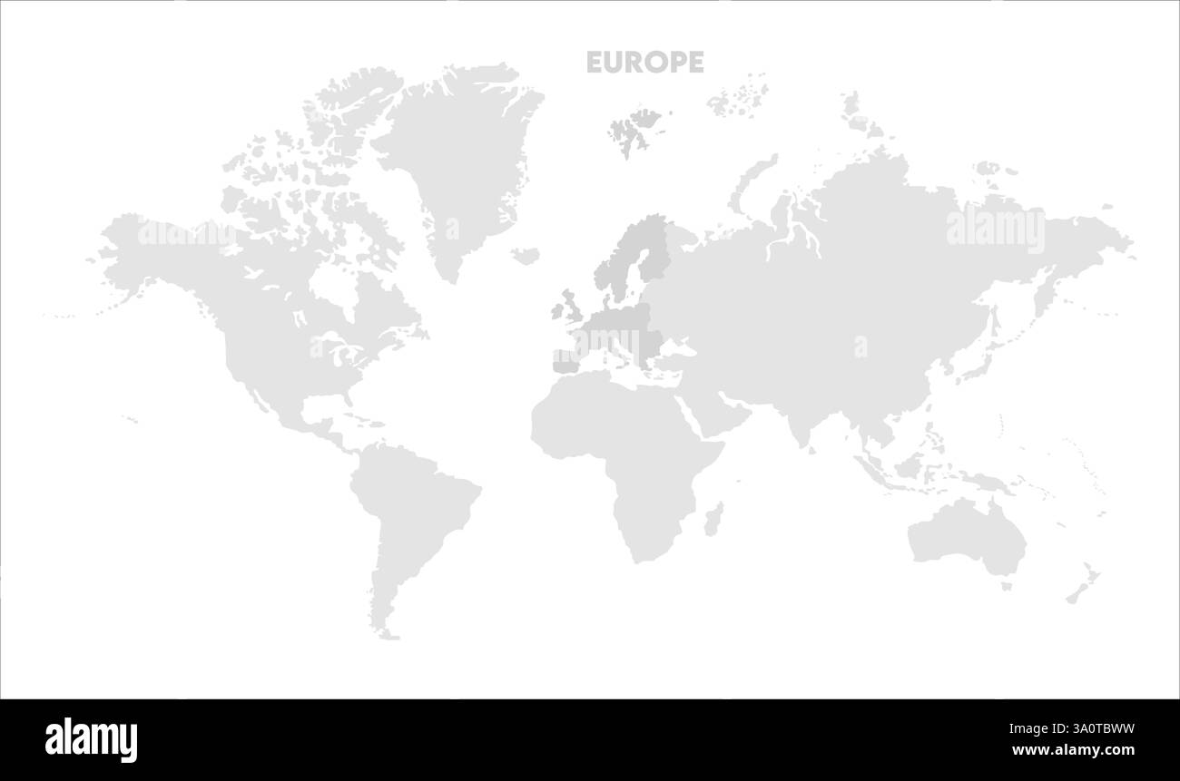 Karte von Europa, markiert auf der Weltkarte, Europa auf der Weltkarte, Satellitenansicht, Standort Europa auf der Welt. Stock Vektor