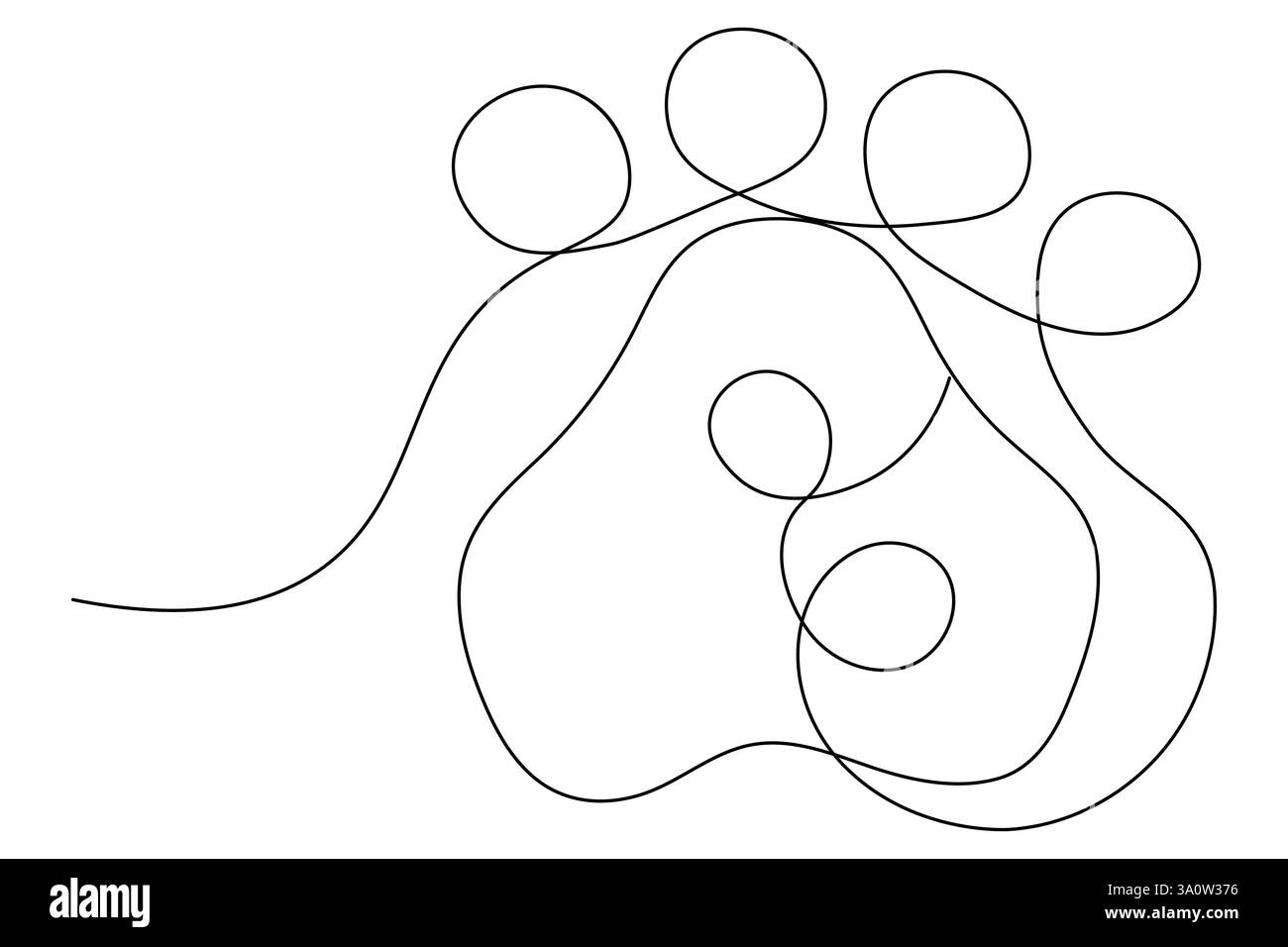 Dog Pfote durchgehende einzeilige Kunst und isolierte Umrissvektor-Illustration Design Stock Vektor