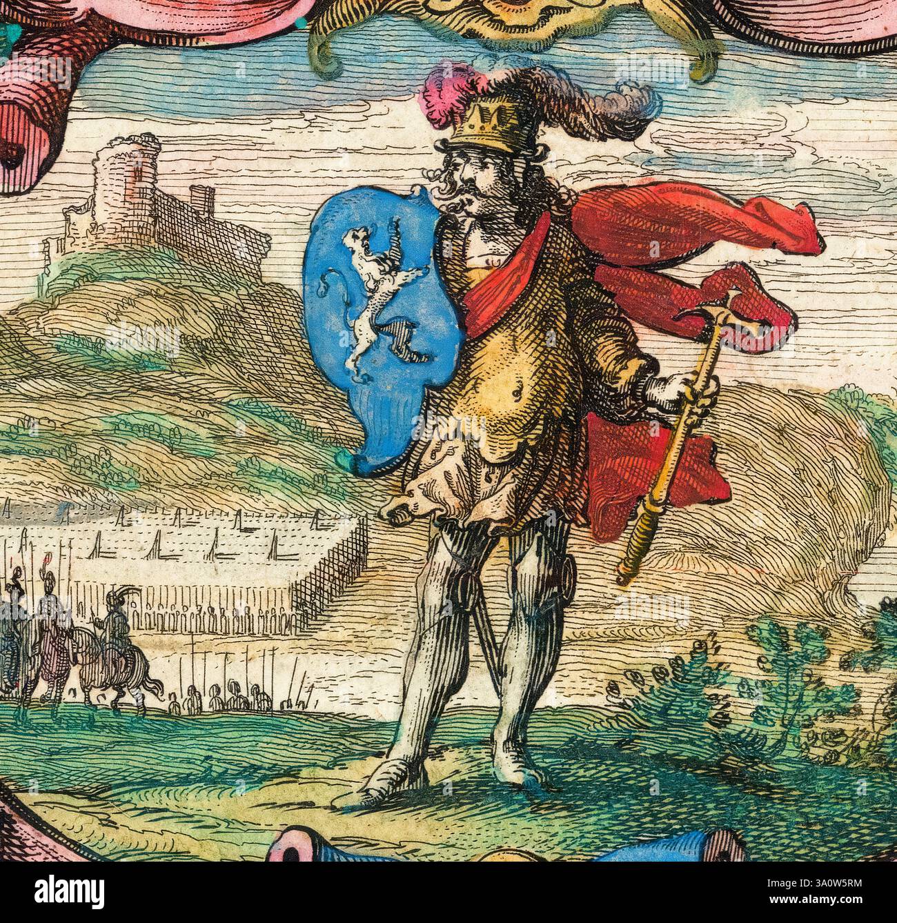 IDA (gestorben um 559), erster angelsächsischer König von Bernicia (später Northumberland oder Northumbria) von 547 bis 559, Porträtillustration von Willem Janszoon Blaeu, um 1640 Stockfoto
