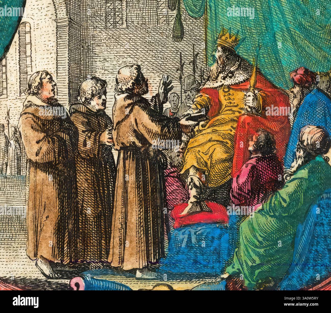 Æthelberht oder Ethelbert (ca. 550–616), angelsächsischer König von Kent von ca. 589–616, Portraitillustration von Willem Janszoon Blaeu, ca. 1640 Stockfoto