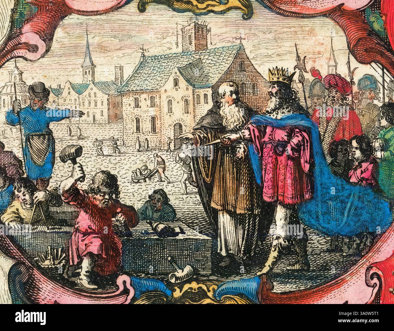 Sebert (Sæberht, Saberht oder Sæbert, gestorben um 616), angelsächsischer König von Essex um 604–616, Porträtillustration von Willem Janszoon Blaeu um 1640 Stockfoto