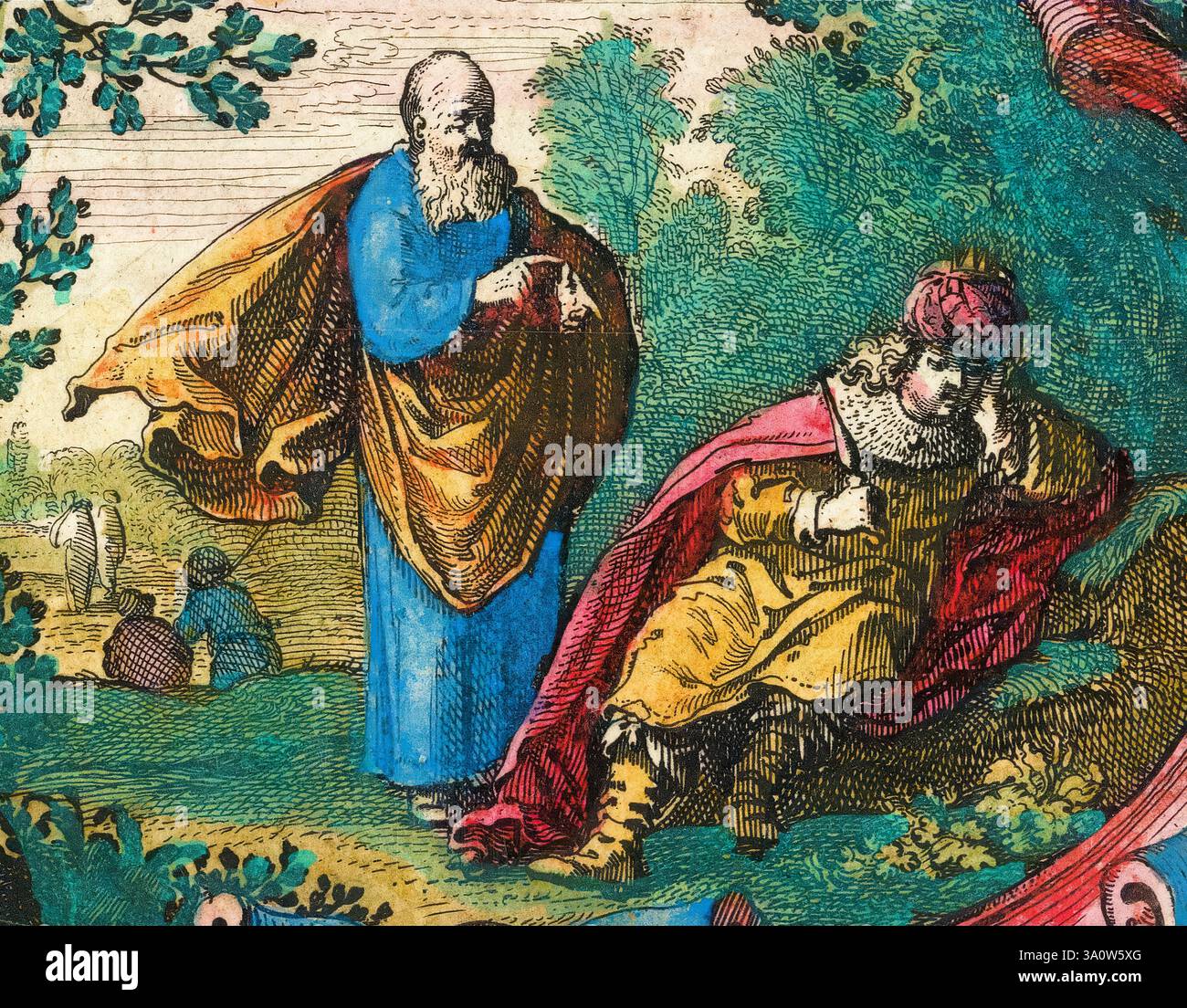 Edwin oder Ēadwine (um 586–632/633), auch bekannt als Eadwine, angelsächsischer König von Deira und Bernicia (später Northumberland oder Northumbria) von ca. 616–632/633, Porträtillustration von Willem Janszoon Blaeu, um 1640 Stockfoto