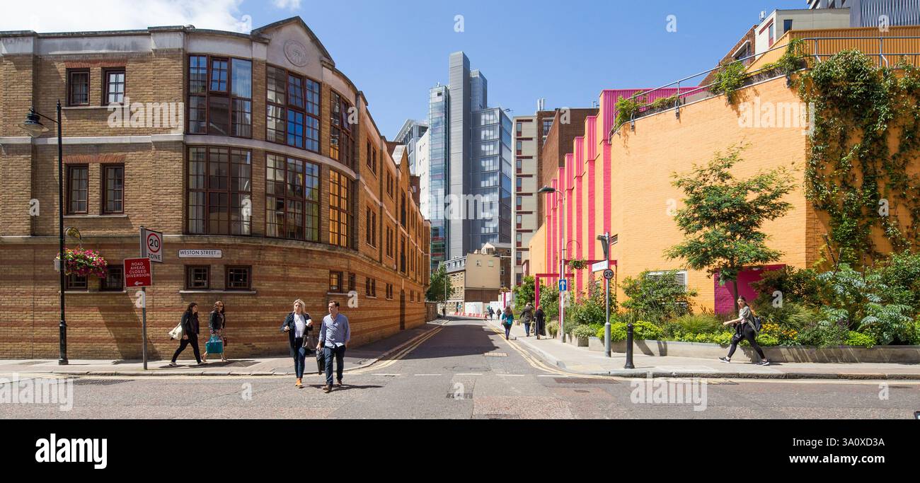 Lineare pocket Park im Greenwood Theater von British Fashion Designer Dame Zandra Rhodes und Garten Designer TV-Moderatorin Joe Swift Stockfoto