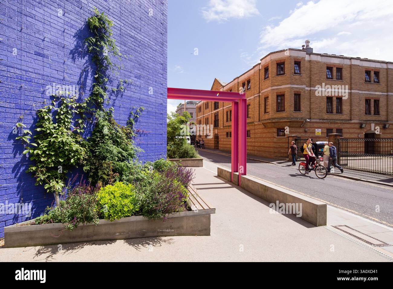 Lineare pocket Park im Greenwood Theater von British Fashion Designer Dame Zandra Rhodes und Garten Designer TV-Moderatorin Joe Swift Stockfoto