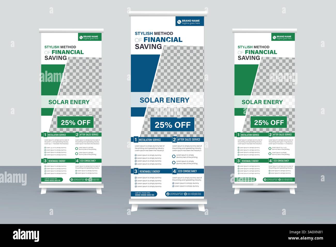 Solar Energy Business Stand Roll-Up Banner Template Design Stock Vektor