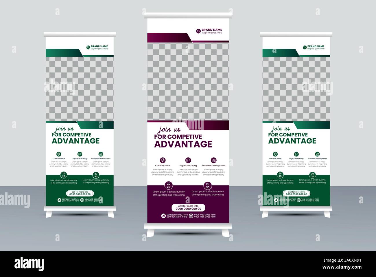 Corporate Business Roll Up Banner Design , Professional Office Roll Up Stand Banner Design Stock Vektor