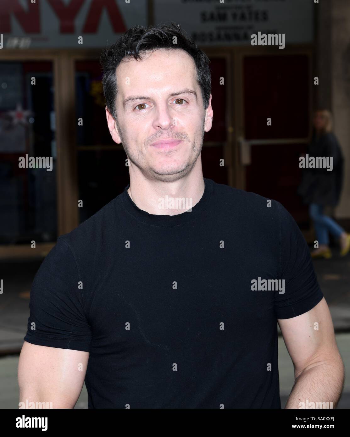 5. März 2025, New York, New York, Vereinigte Staaten: Andrew Scott trifft die Presse vor seiner ein-Mann-Tour-de-Force-Vorstellung von „Vanya“ gegenüber dem Lucille Lortel Theater in New York. März 2025 (Credit Image: © Photo Image Press via ZUMA Press Wire) NUR REDAKTIONELLE VERWENDUNG! Nicht für kommerzielle ZWECKE! Stockfoto