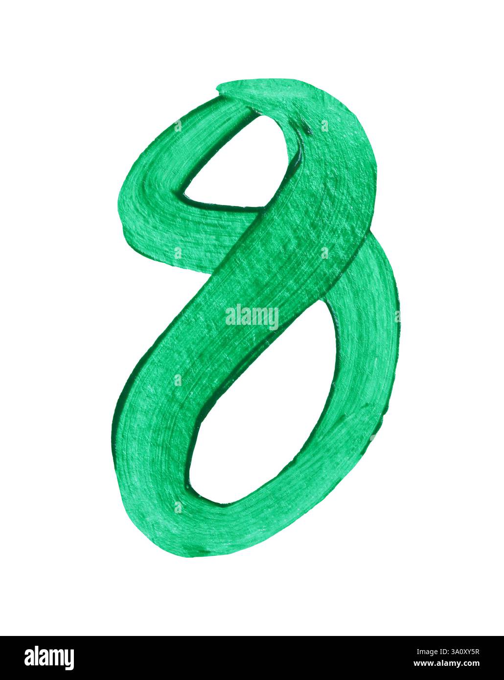 Künstlerische grüne Ziffer acht mit einer glatten Textur und lebendigen Farben, isoliert auf weißem Hintergrund und Beschneidungspfaden, perfekt für Kreationen Stockfoto