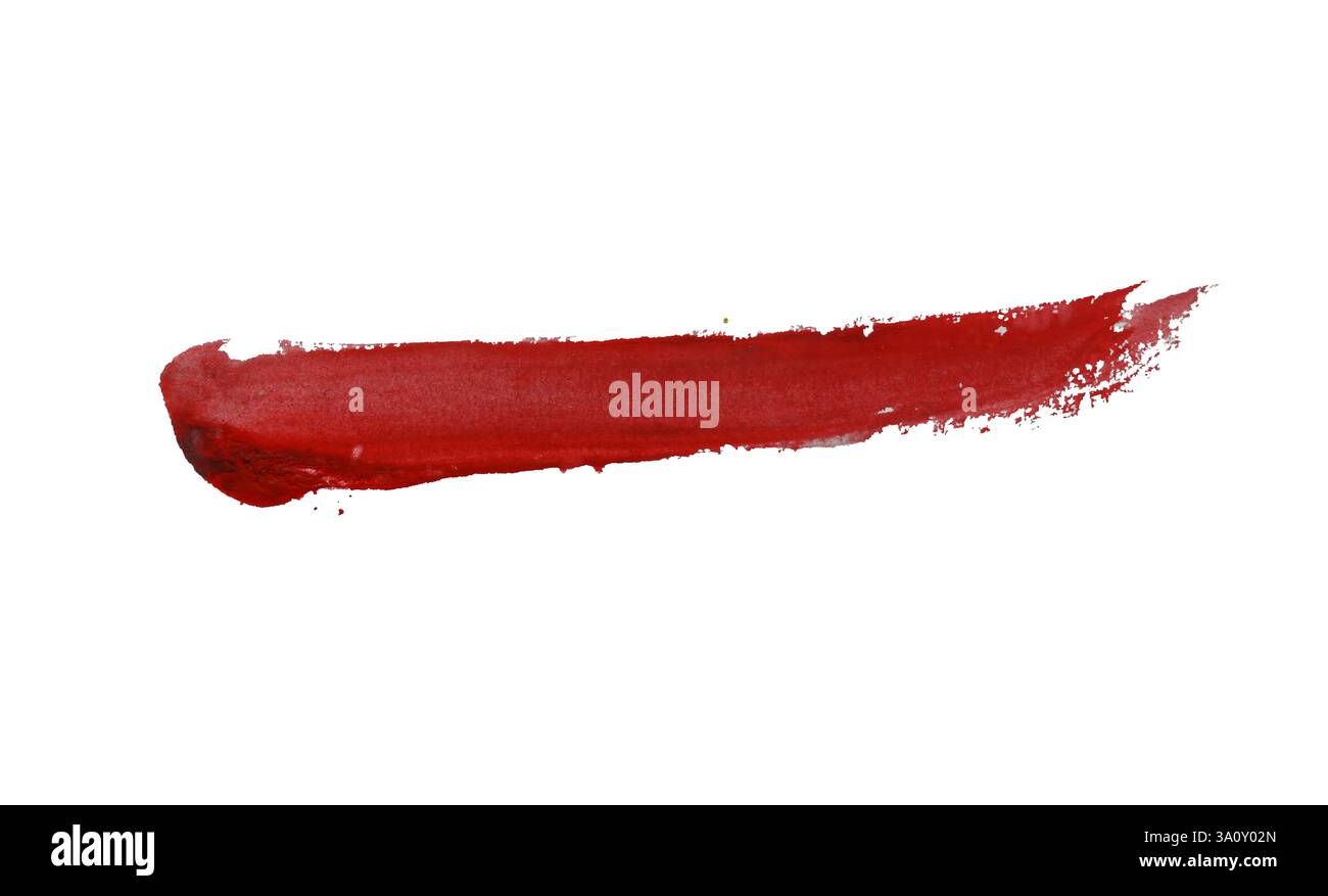 Roter Pinsel isoliert auf weißem Hintergrund und mit Beschneidungspfaden. Stockfoto