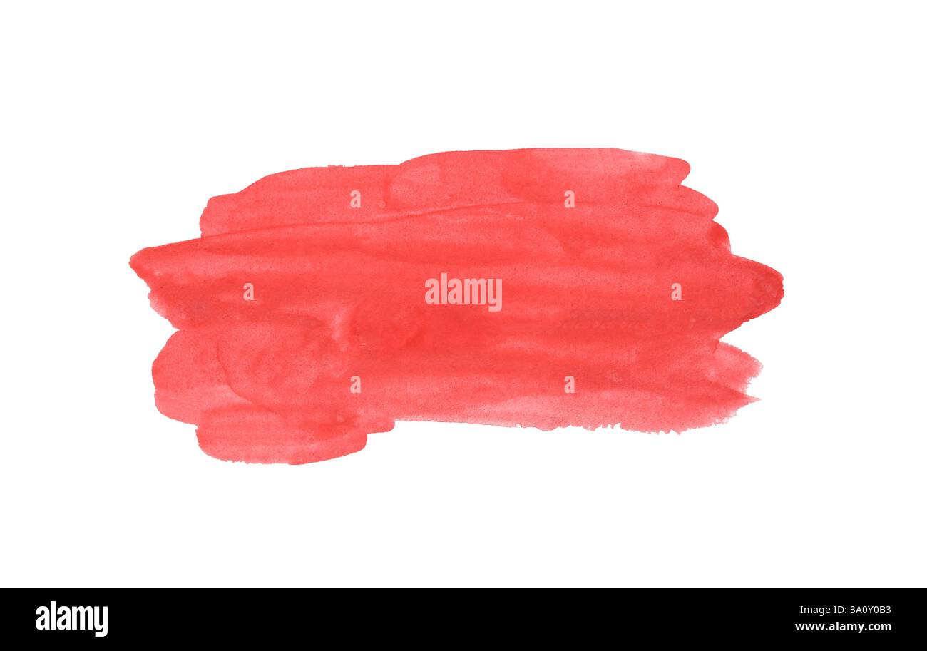 Roter Pinsel isoliert auf weißem Hintergrund und mit Beschneidungspfaden. Stockfoto