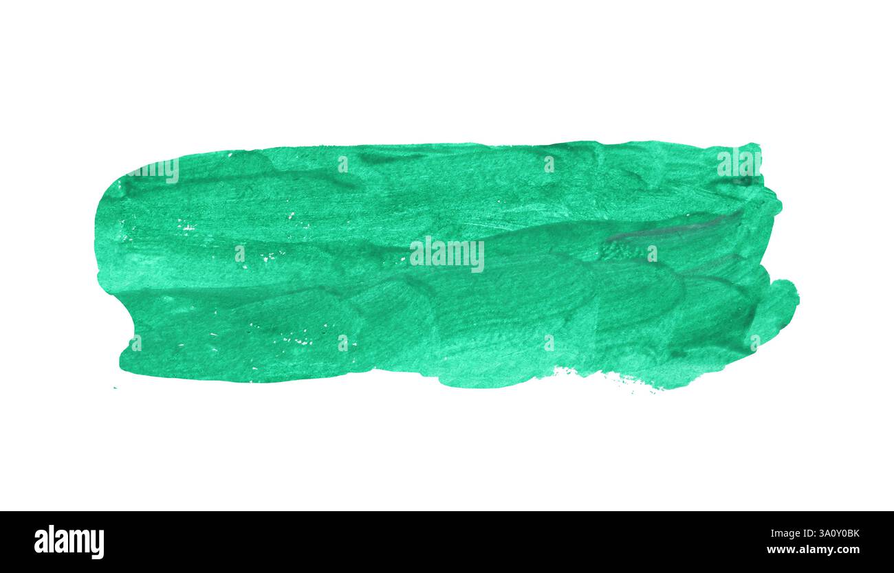 Grüner Pinsel isoliert auf weißem Hintergrund und mit Beschneidungspfaden. Stockfoto