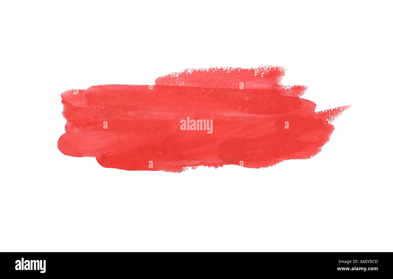 Roter Pinsel isoliert auf weißem Hintergrund und mit Beschneidungspfaden. Stockfoto