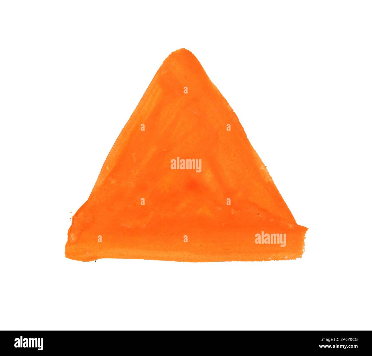 Dieses farbenfrohe, orange Dreieck-Kunstdesign verfügt über eine kräftige und helle Form und verleiht jedem kreativen Projekt oder Dekorationsthema einen modernen Touch. Stockfoto