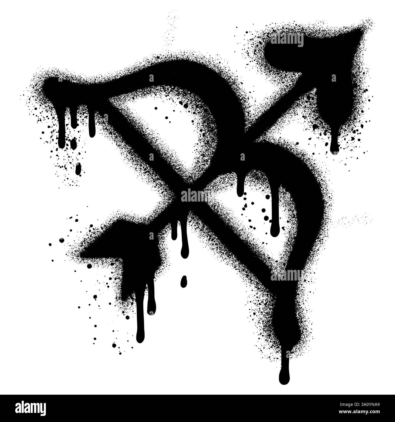 Graffiti-Spray lackierte Schleife mit Pfeil. Hochzeits- und valentinstag-Konzept. Stock Vektor