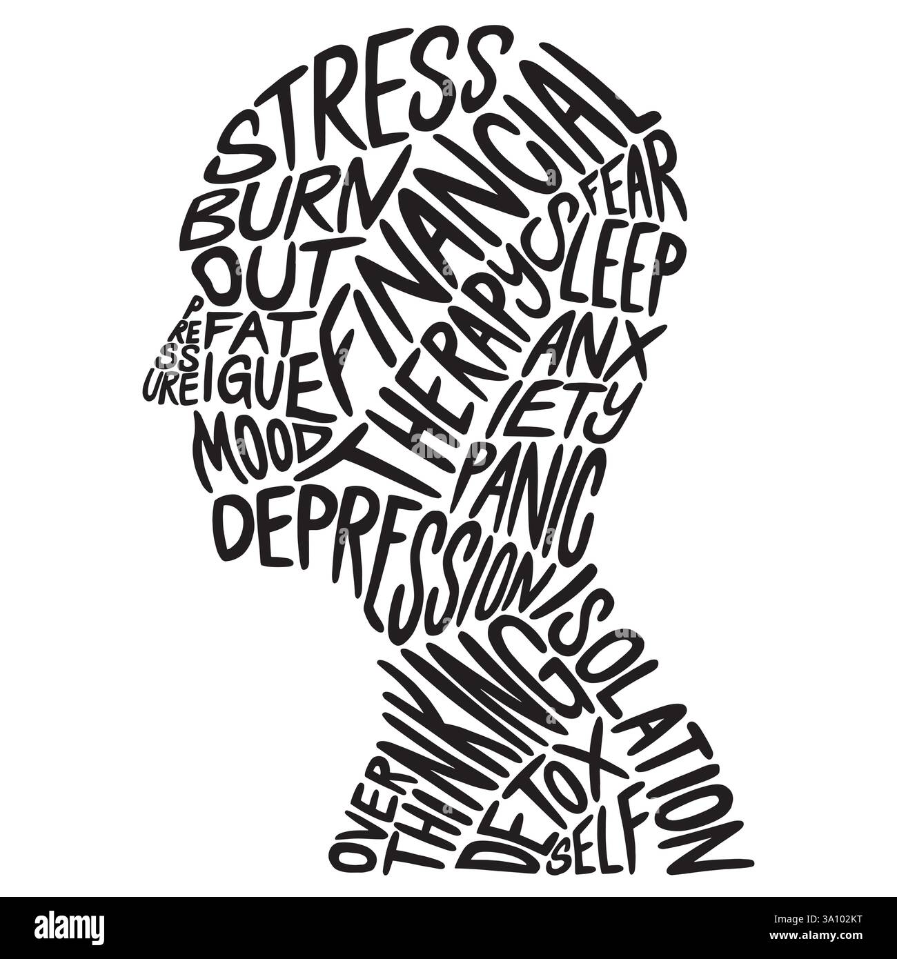 Psychische Gesundheit Wortschriftung im Kopfkonzept. Gesundheitsbewusstsein Konzept Art. Vektorbeschriftung Design Illustration für Web, Medien, anderes grafisches Design Stock Vektor