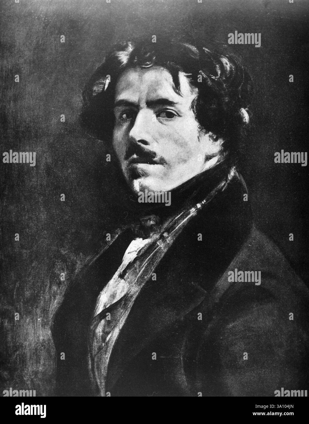 Französischer Maler Eugene Delacroix, Selbstporträt Gemälde aus den 1800er Jahren Stockfoto