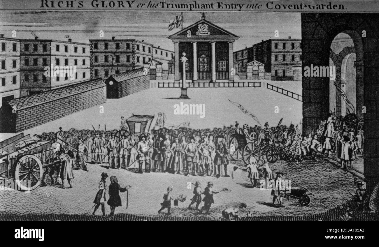 John Rich übernimmt Covent Garden, Illustration, England 1732 Stockfoto