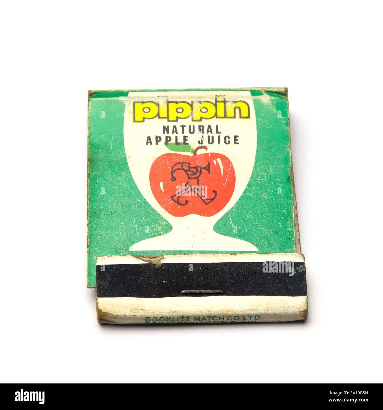 Pippin Apfelsaft Vintage Streichholzbuch Stockfoto