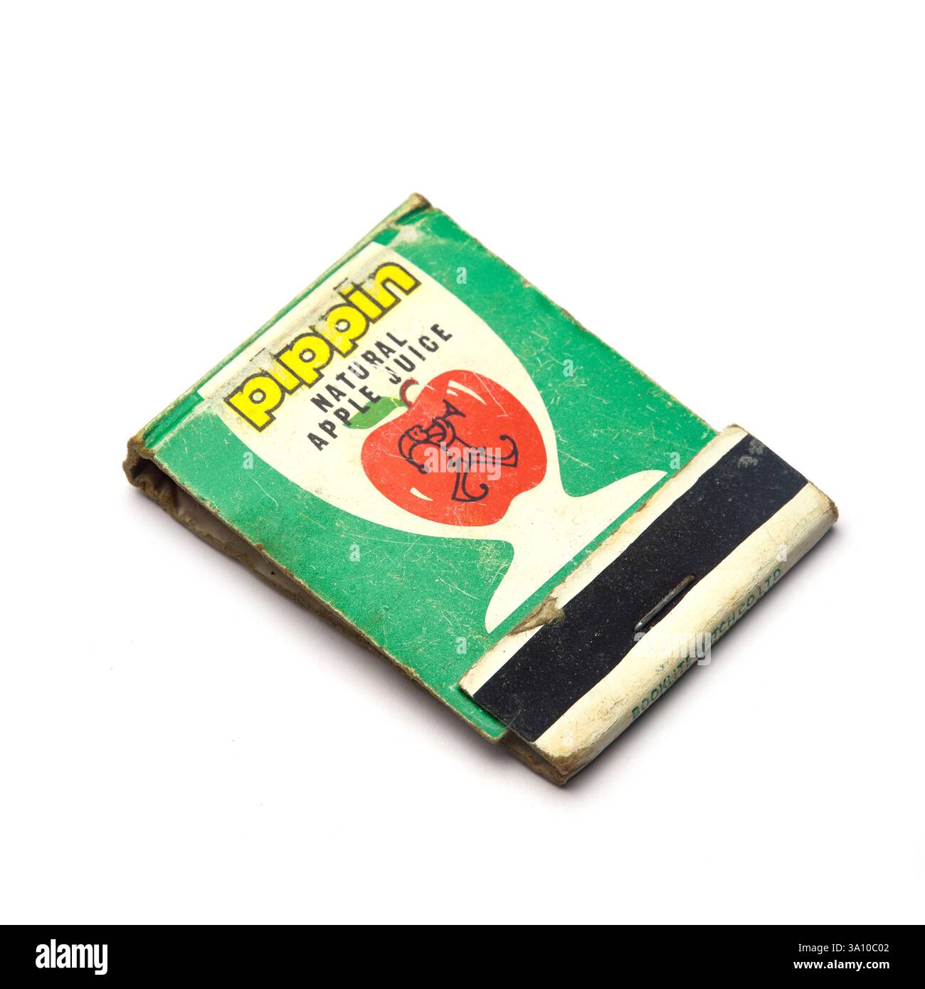 Pippin Apfelsaft Vintage Streichholzbuch Stockfoto