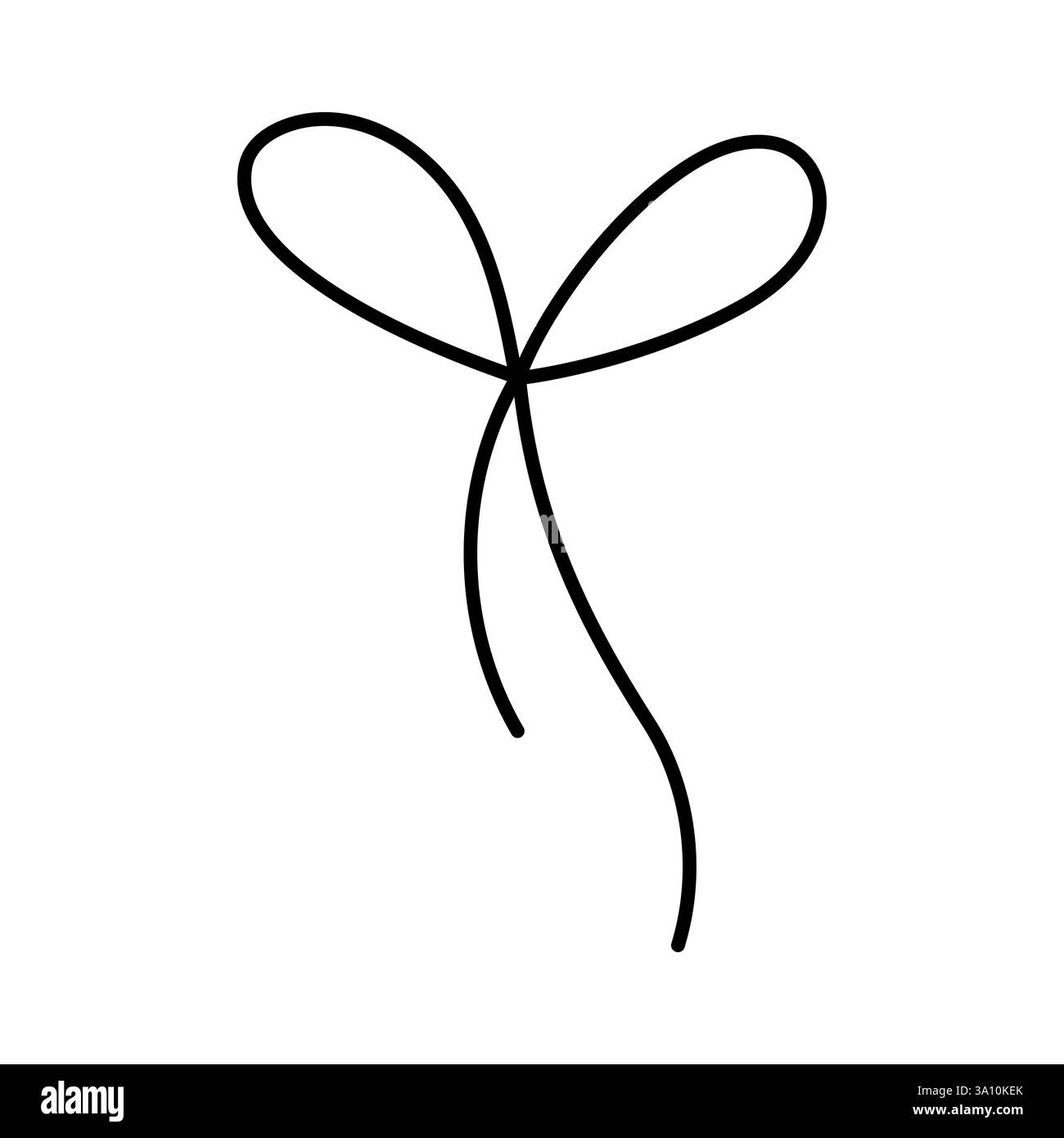 Symbol mit handgezeichneter, gebundener Schleife. Winkendes Band im Doodle-Stil. Dekorationselement der Modellstruktur. Isoliert auf weiß. Vektor Stock Vektor