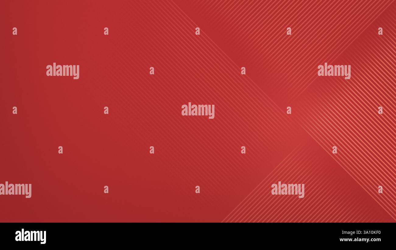 Geometrische, grafische und geneigte, lichtdurchlässige, hellrote Linien auf rotem Hintergrund. Abstrakter hochauflösender Vollformathintergrund mit Kopierraum. Stockfoto