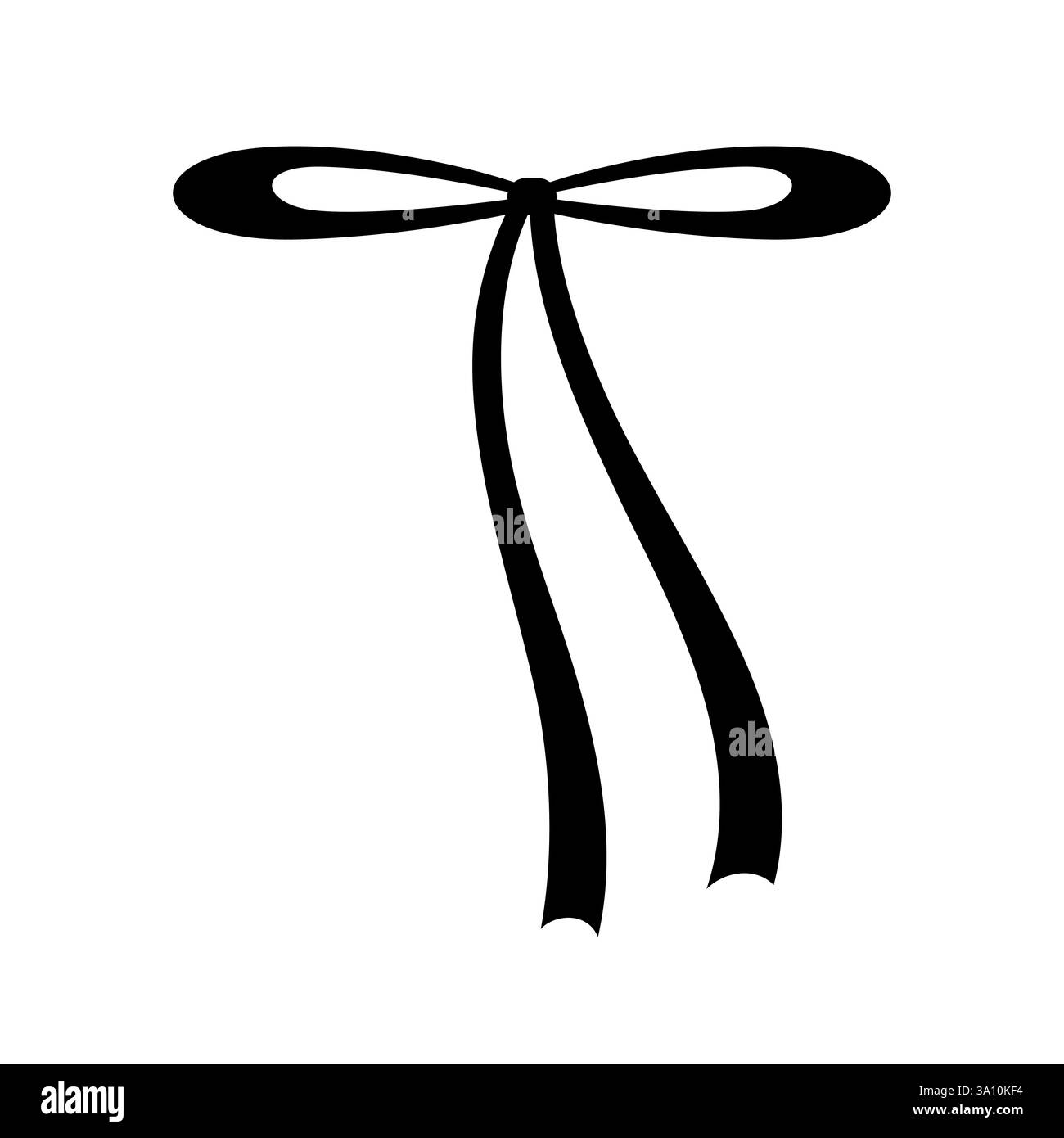 Symbol mit handgezeichneter, gebundener Schleife. Silhouette mit gebundenem Band im Doodle-Stil. Dekorationselement der Modellstruktur. Isoliert auf weiß. Vektor Stock Vektor