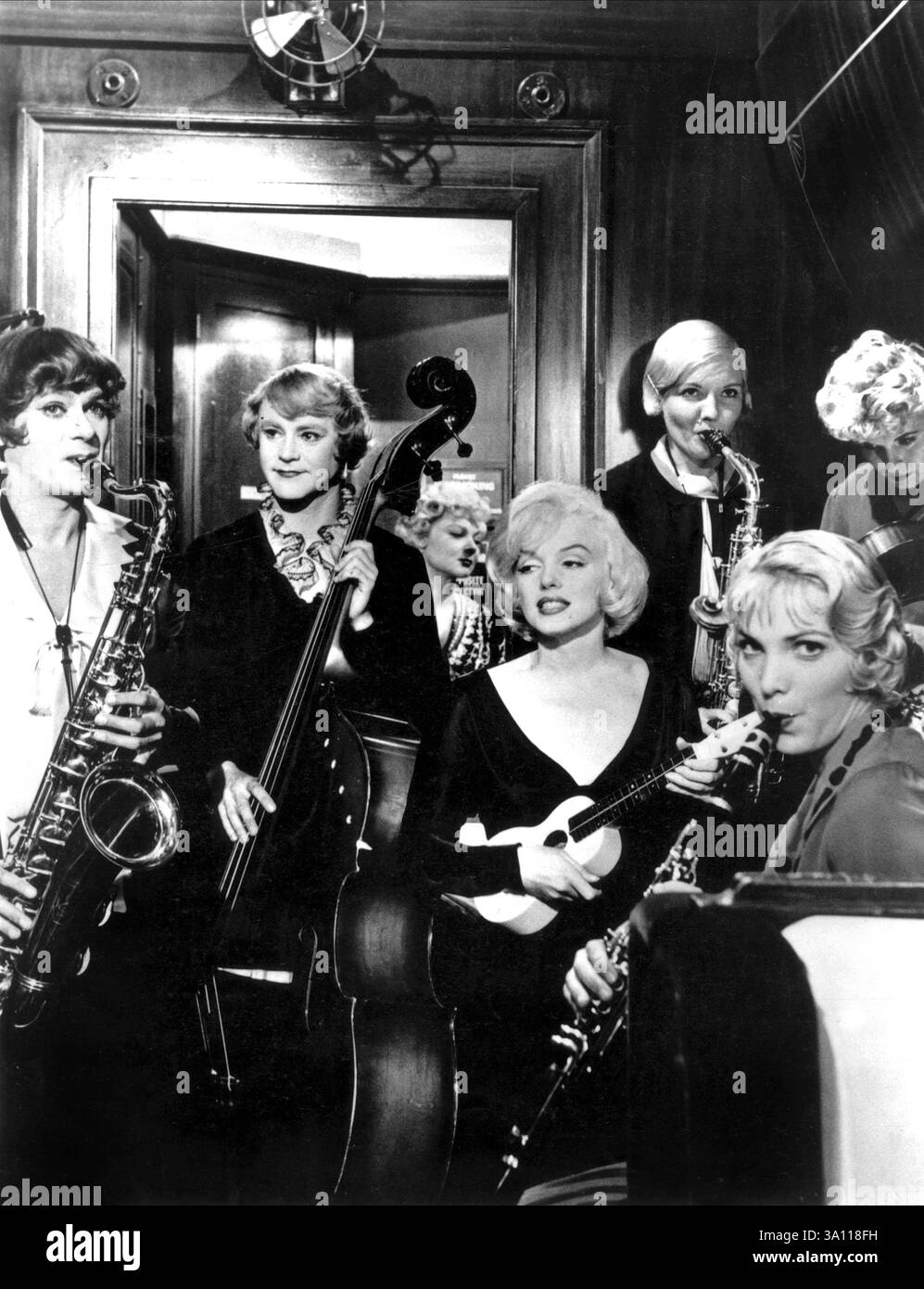 Manche Mögen Es Hot Tony Curtis, Jack Lemmon Und Marilyn Monroe Stockfoto