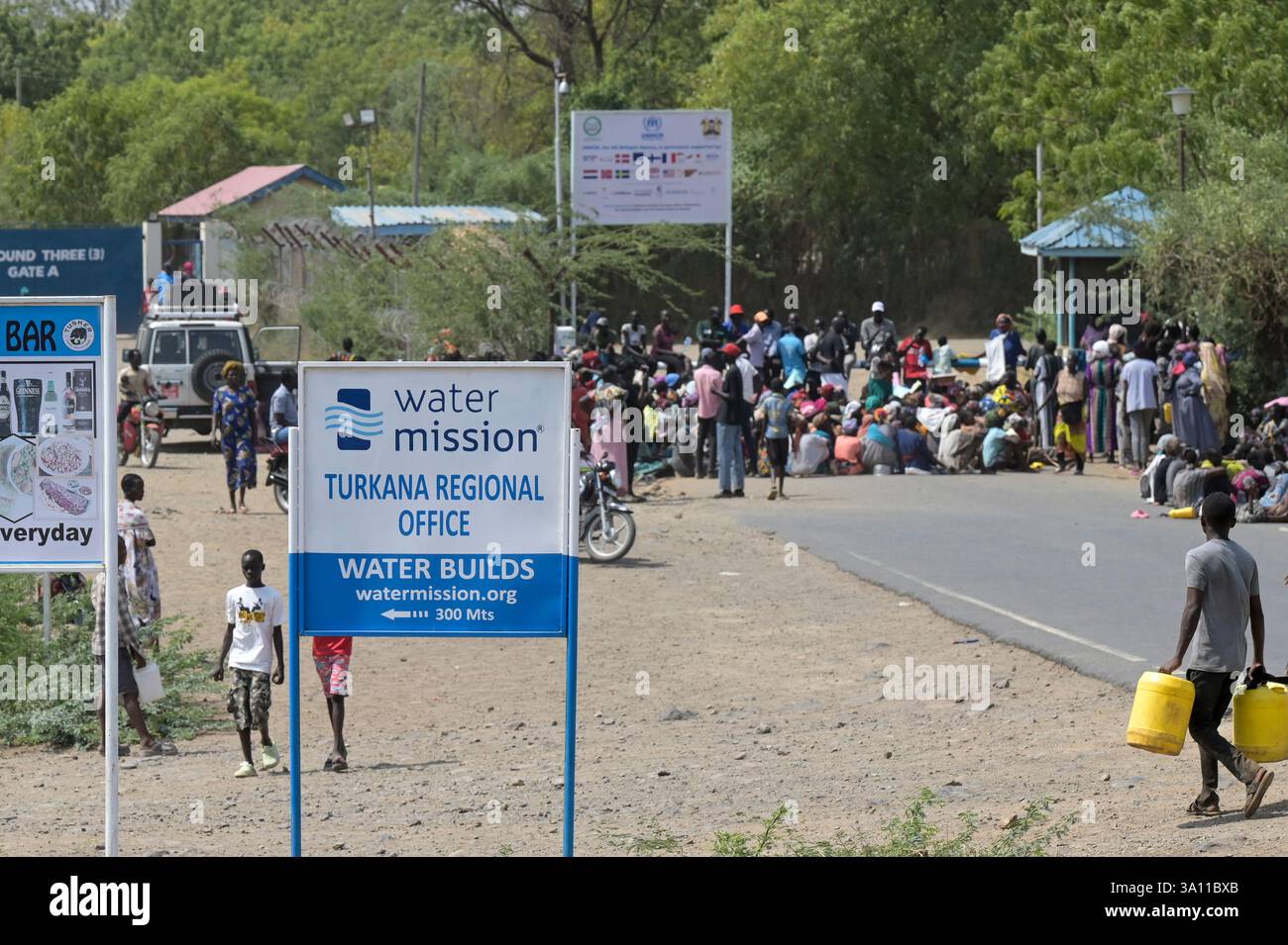 KENIA, Turkana, Kakuma, Flüchtlingslager Kakuma, Flüchtlinge protestieren geben Wassermangel und Nahrungskürzungen vor dem UNHCR Kompound Stockfoto