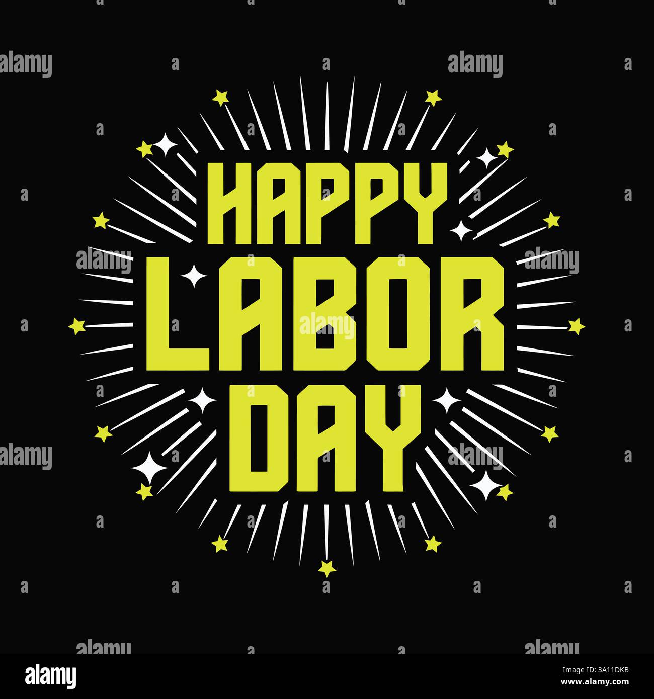 Happy Labor Day Hand gezeichnete Typografie Grußkarte Design USA Labor Day Vorlage mit schwarzem Hintergrund. Stock Vektor
