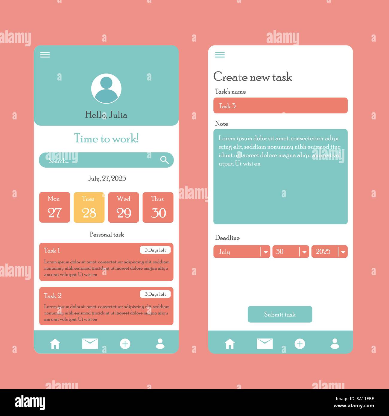 App Note Arbeitsauftrag Design Mobile Design Vektor Illustrator UI UX Stock Vektor