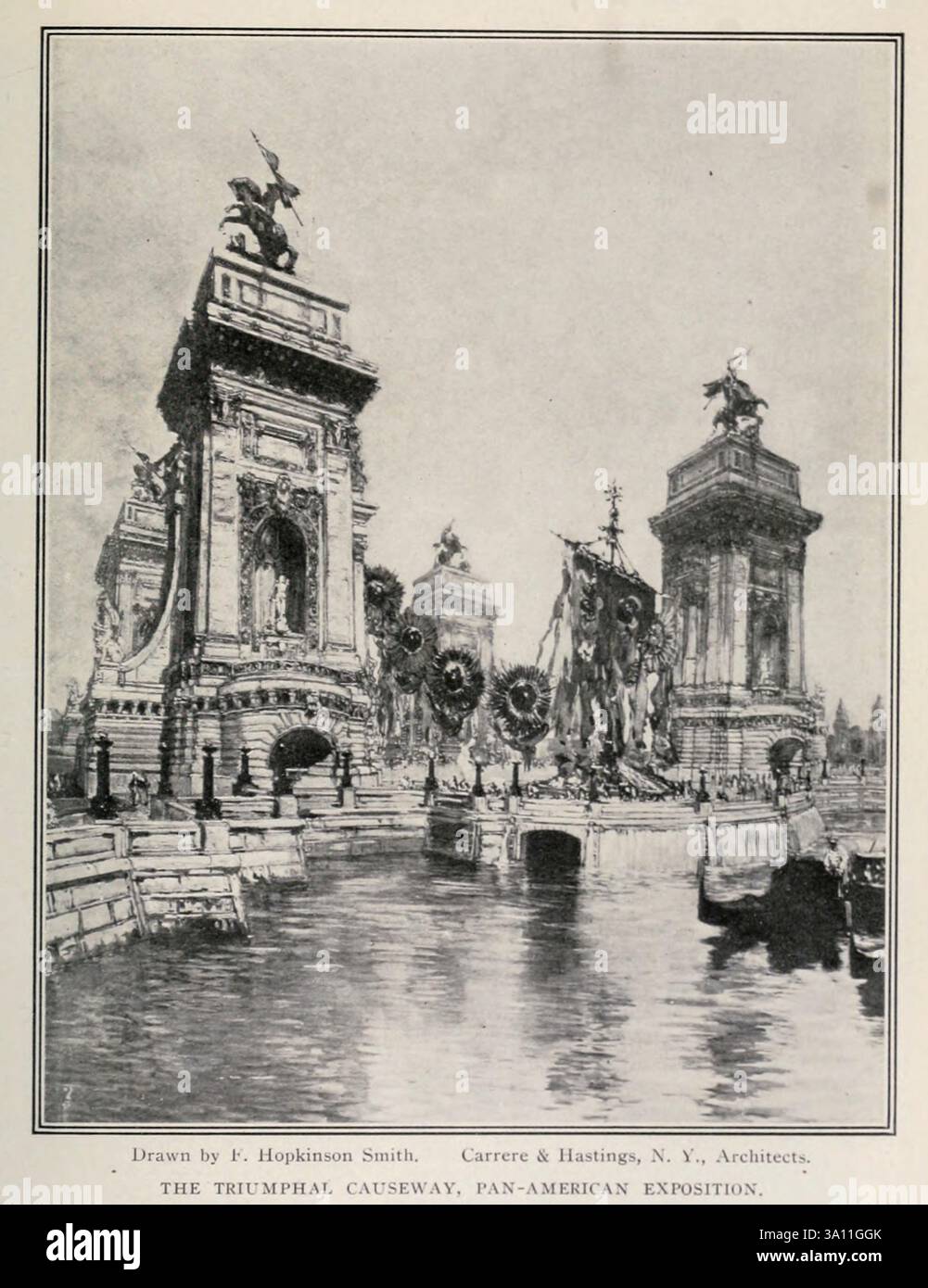DER TRIUMPHALE CAUSEWAY. PAN-AMERIKANISCHE AUSSTELLUNG AUS DEM ARTIKEL MECHANISCHE UND ELEKTRISCHE MERKMALE DER PAN-AMERIKANISCHEN AUSSTELLUNG 1901. Von William. S. Aldrich. Aus dem Engineering Magazine widmet sich Industrial Progress Band XXI 1901 The Engineering Magazine Co Stockfoto