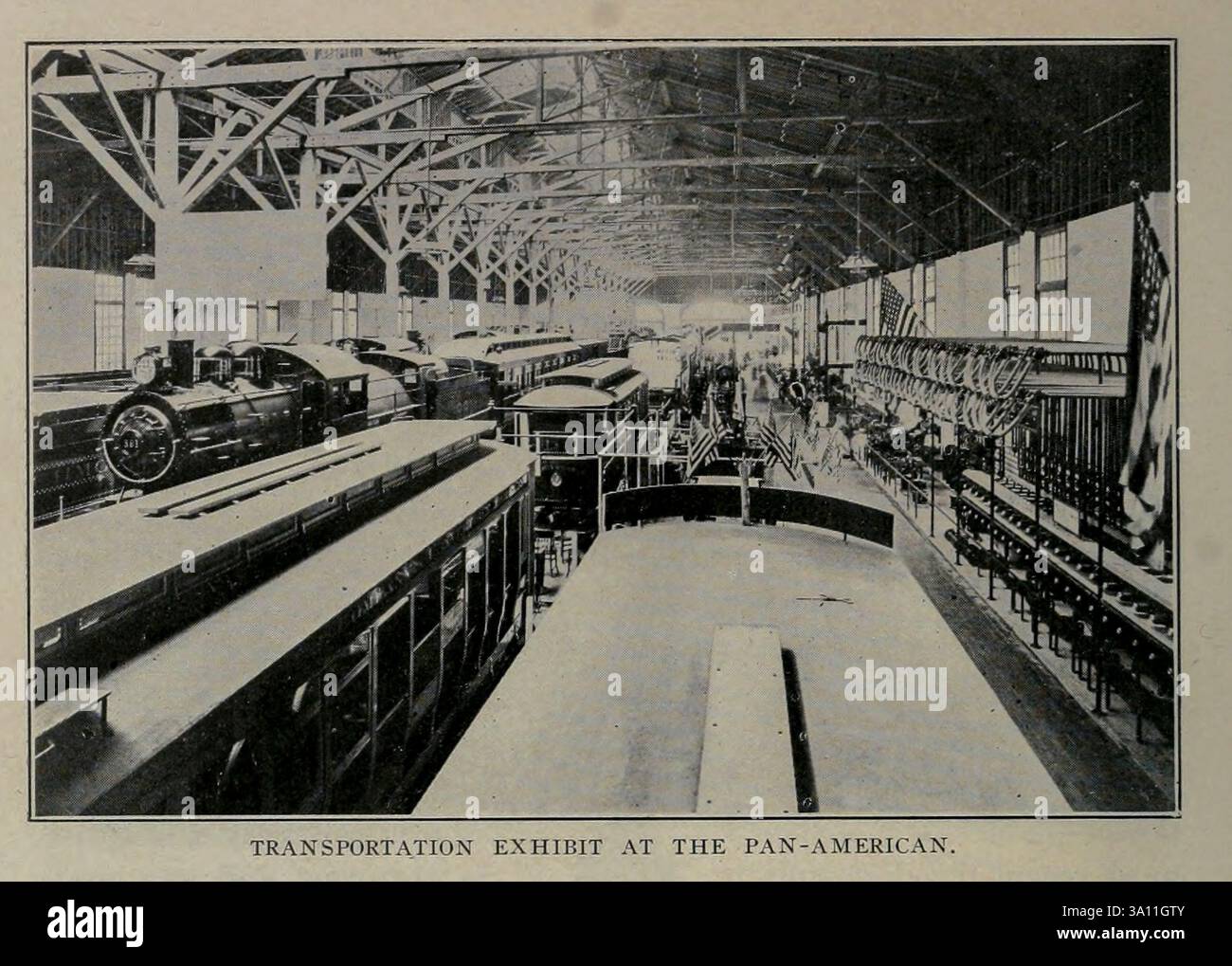 TRANSPORTAUSSTELLUNG IM PAN-AMERICAN. AUS DEM ARTIKEL MECHANISCHE UND ELEKTRISCHE MERKMALE DER PANAMERIKANISCHEN AUSSTELLUNG 1901. Von William. S. Aldrich. Aus dem Engineering Magazine widmet sich Industrial Progress Band XXI 1901 The Engineering Magazine Co Stockfoto