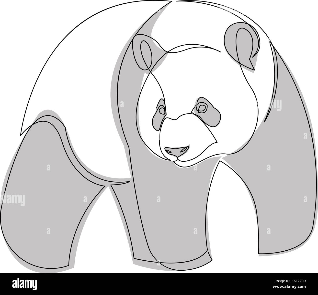 Eine durchgehende Linienzeichnung von Walking Panda für die Identität des Firmenlogos. Trendiges, einzeiliges gezeichnetes Tier. Vektorgrafik-Design-Illustration Stock Vektor