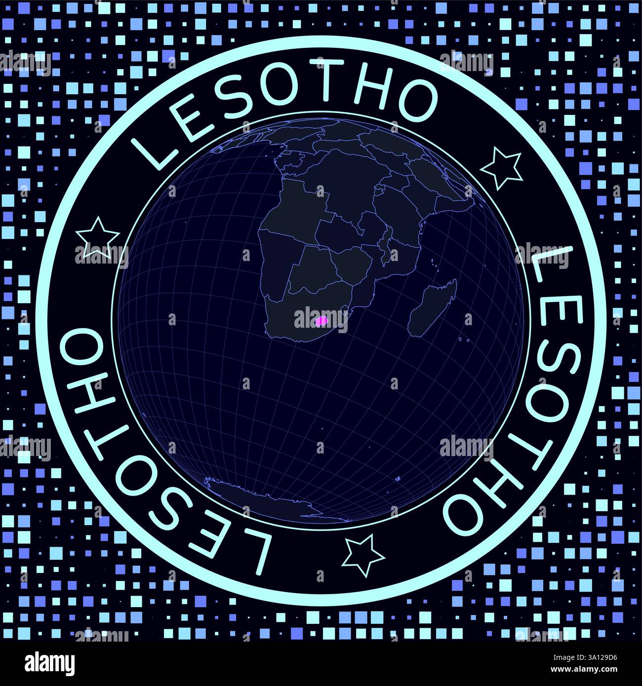 Lesotho über den Globus-Vektor. Futuristische Satellitenansicht der Welt mit Schwerpunkt Lesotho. Stock Vektor