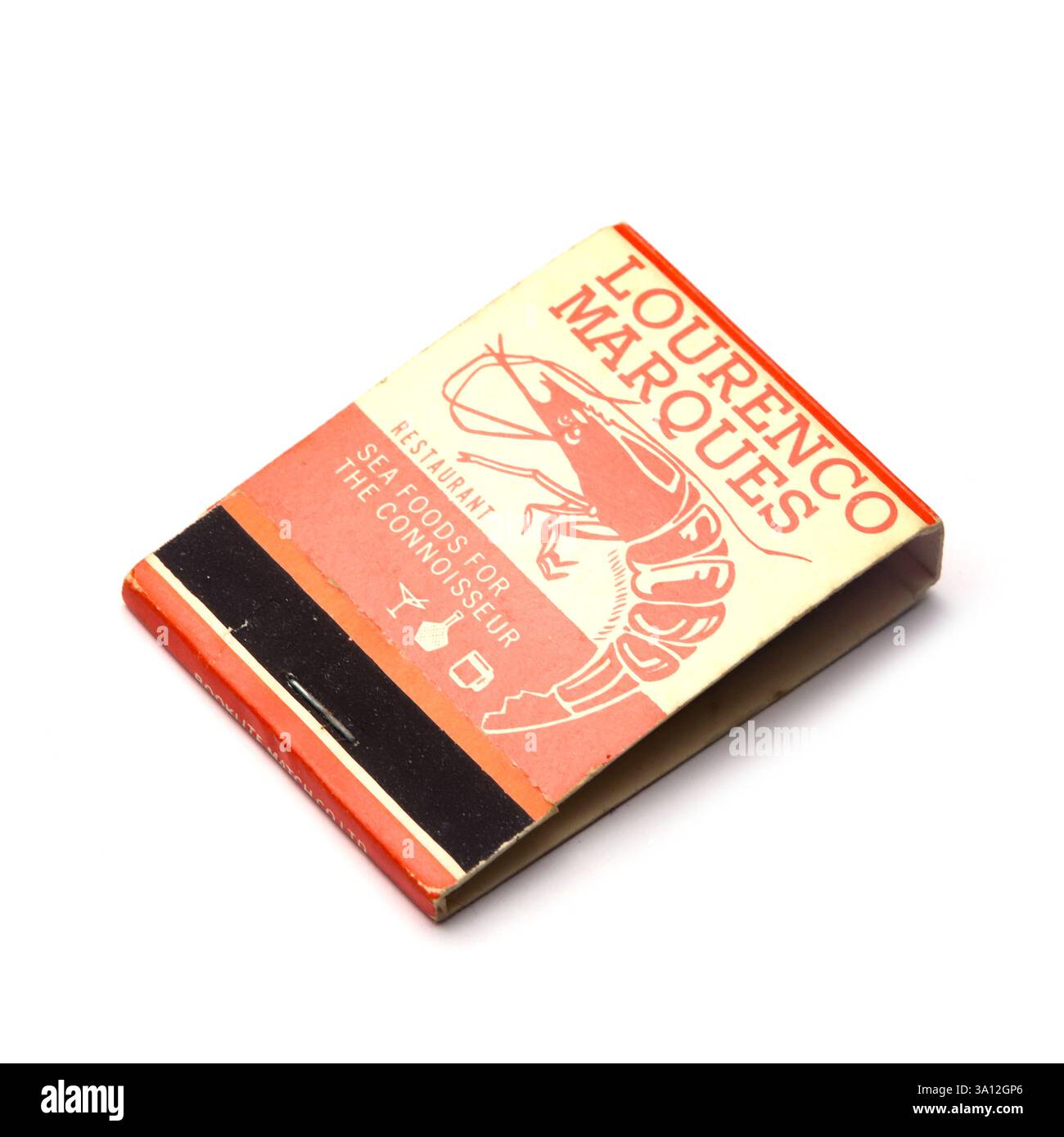 Lourenco Marques Seafood Restaurant Vintage Streichholzbuch Stockfoto