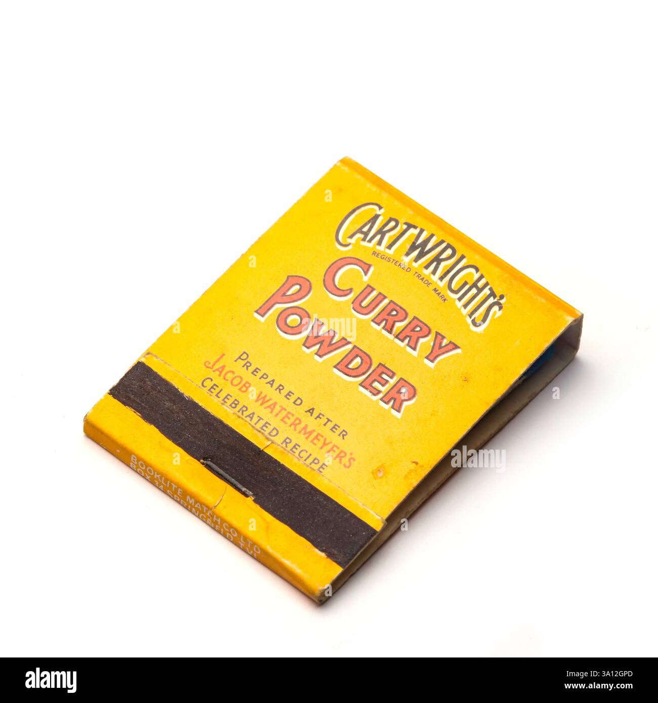 Cartwrights Curry Powder, Vintage Streichholzbuch Stockfoto