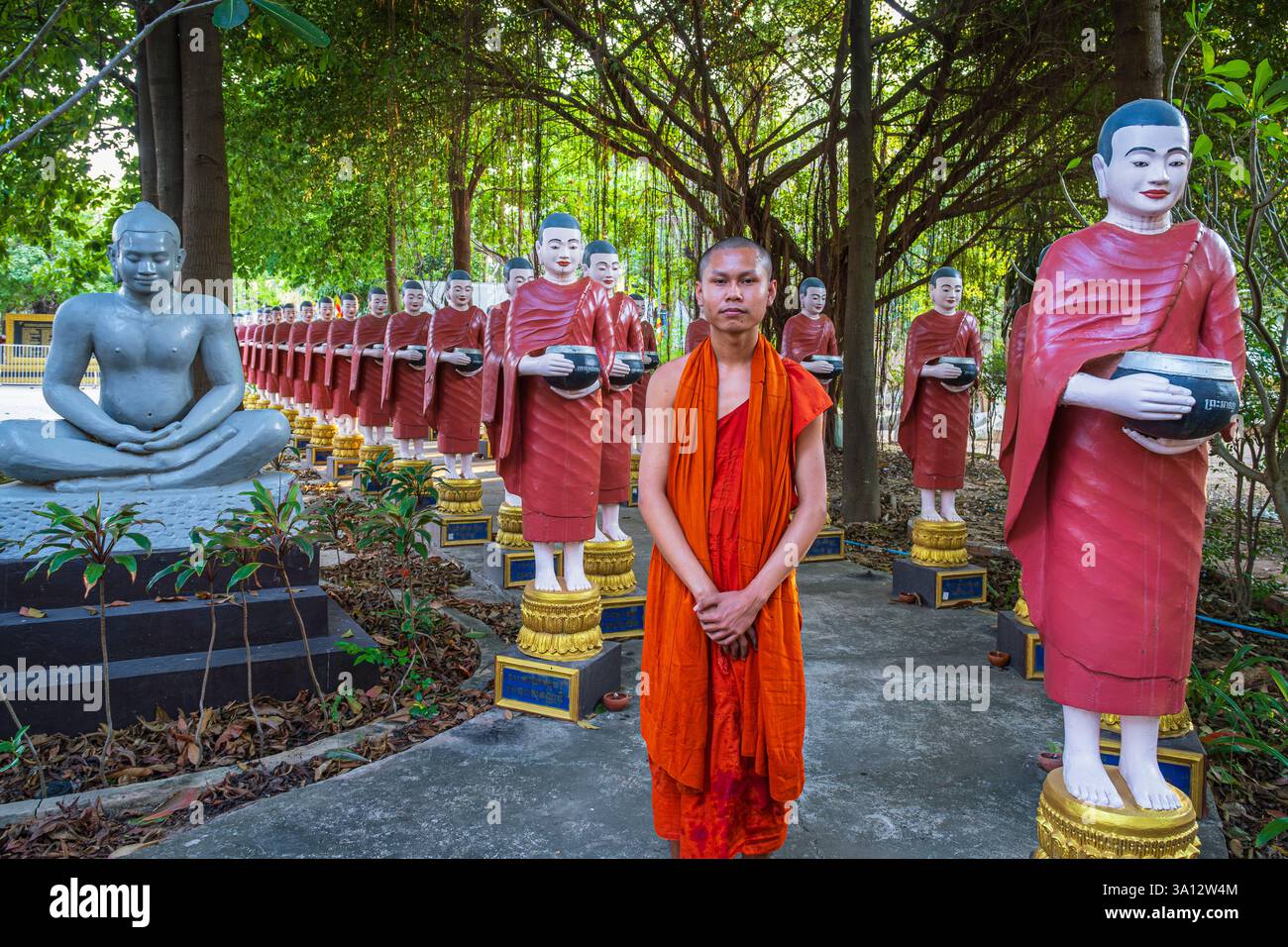 Kambodscha, Siem Reap, junger buddhistischer Mönch im Wat Bo Stockfoto