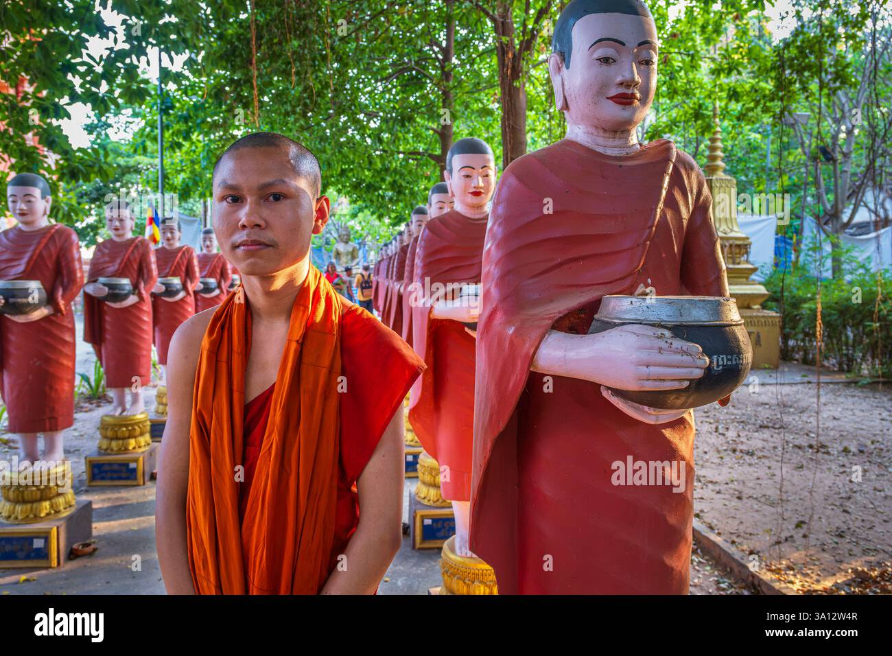 Kambodscha, Siem Reap, junger buddhistischer Mönch im Wat Bo Stockfoto