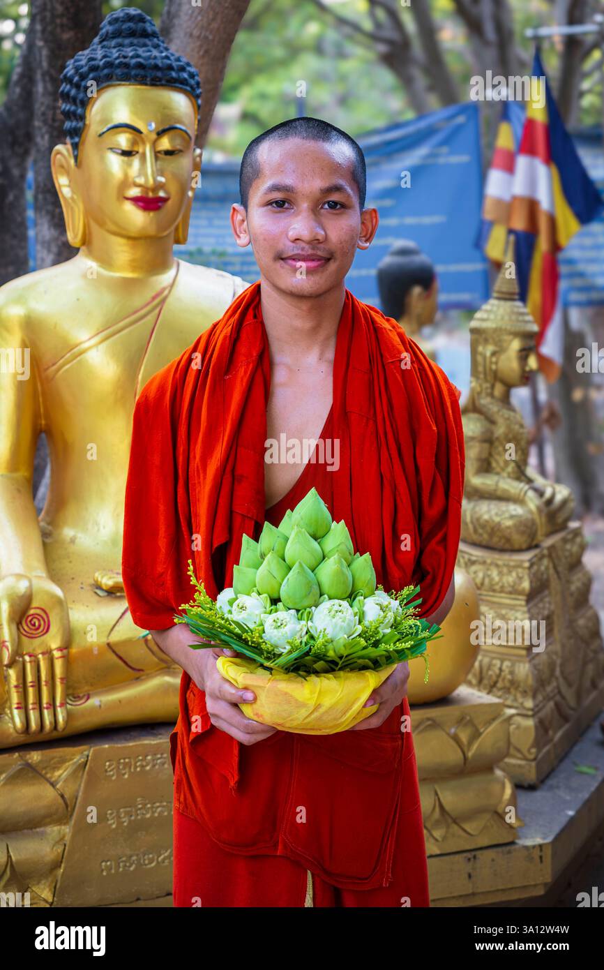 Kambodscha, Siem Reap, junger buddhistischer Mönch im Wat Bo Stockfoto