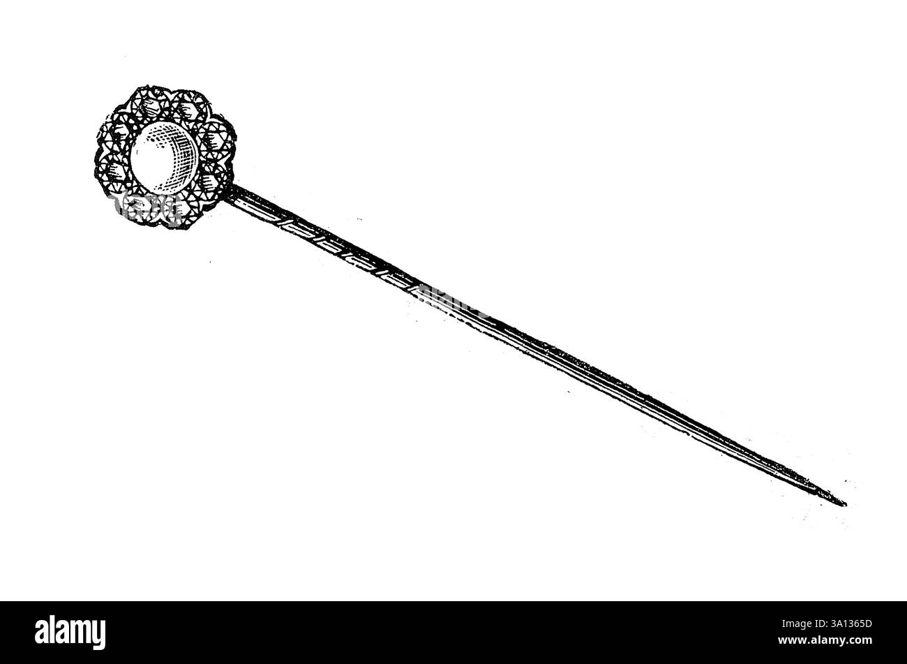 Pearl and Diamond Pin, viktorianische Schmuckgeschichte, Vintage Illustration, 1890er Jahre, 19. Jahrhundert Stockfoto