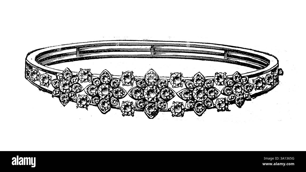 Diamantarmband, viktorianische Schmuckgeschichte, Vintage-Illustration, 1890er Jahre, 19. Jahrhundert Stockfoto