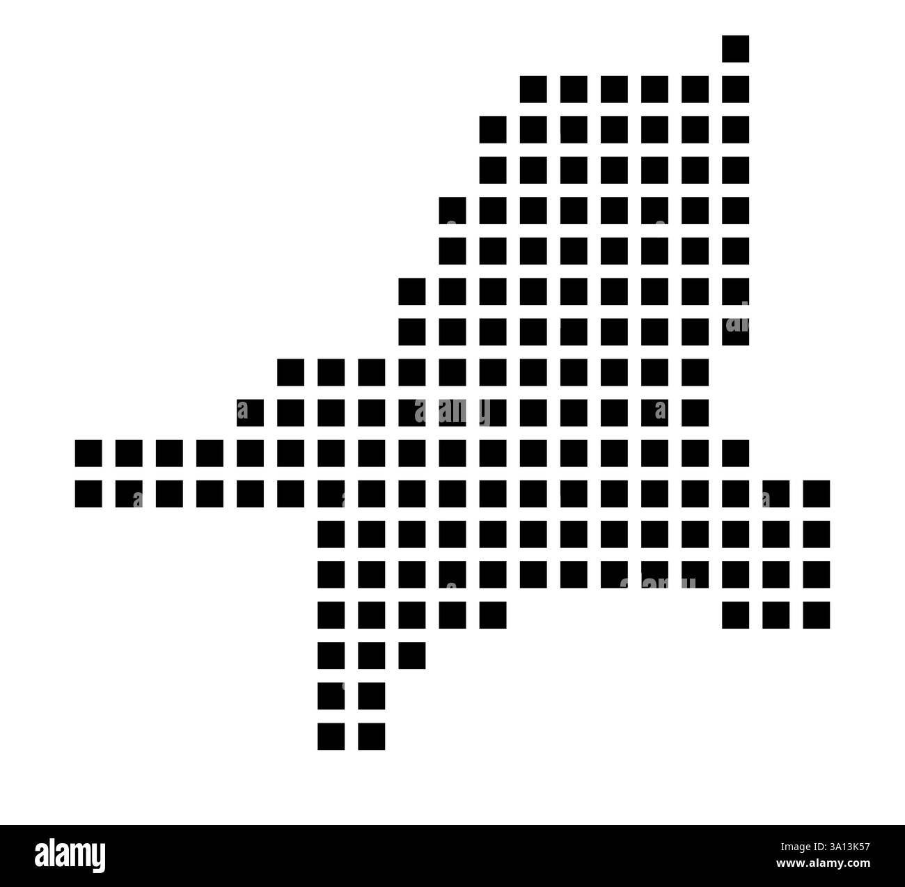 Symbol Karte der Stadt Miami (Florida), die die Stadt mit einem Muster von nur wenigen schwarzen Quadraten zeigt Stockfoto