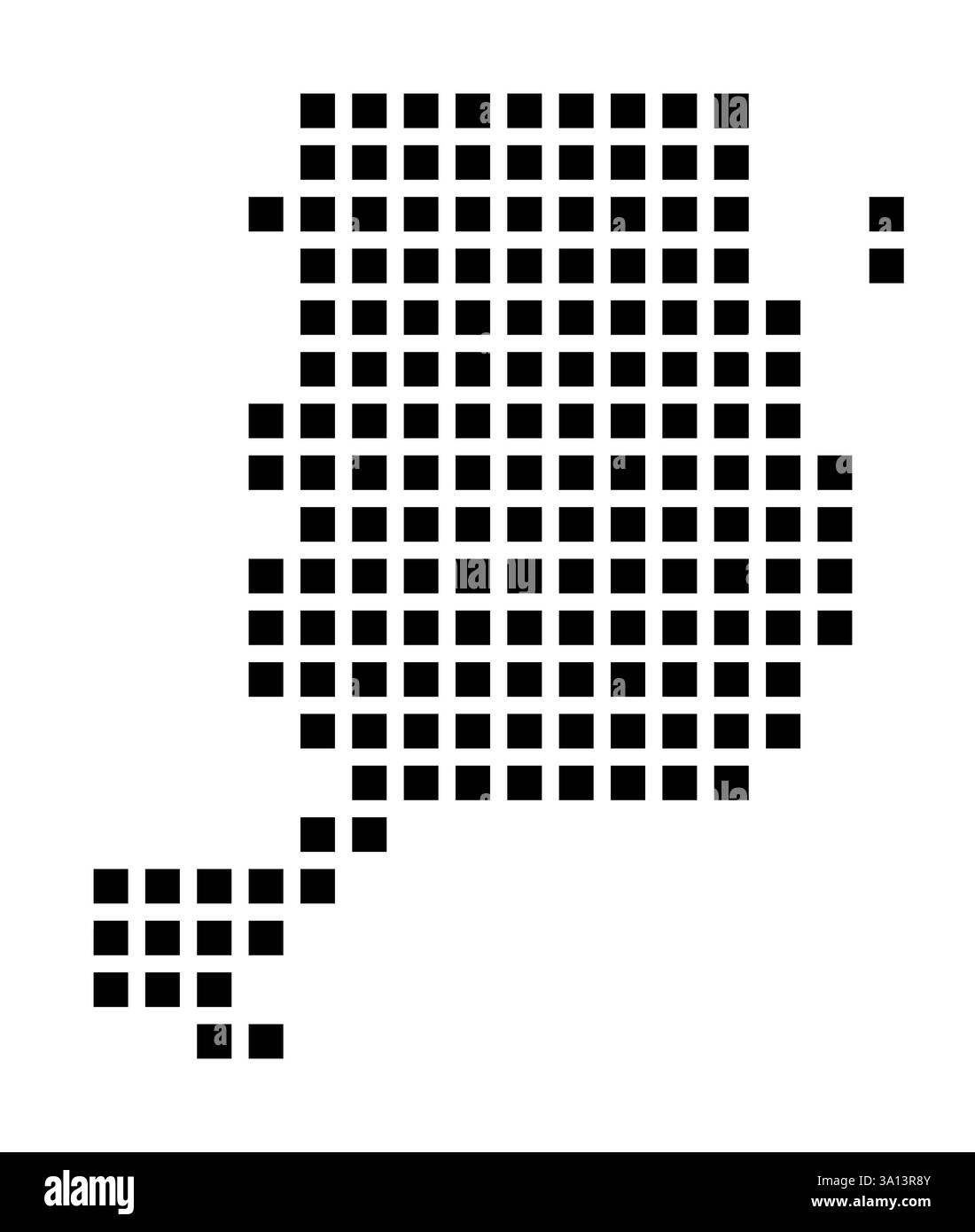 Symbol Karte des City Flint (Michigan), der die Stadt mit einem Muster von nur wenigen schwarzen Quadraten zeigt Stockfoto