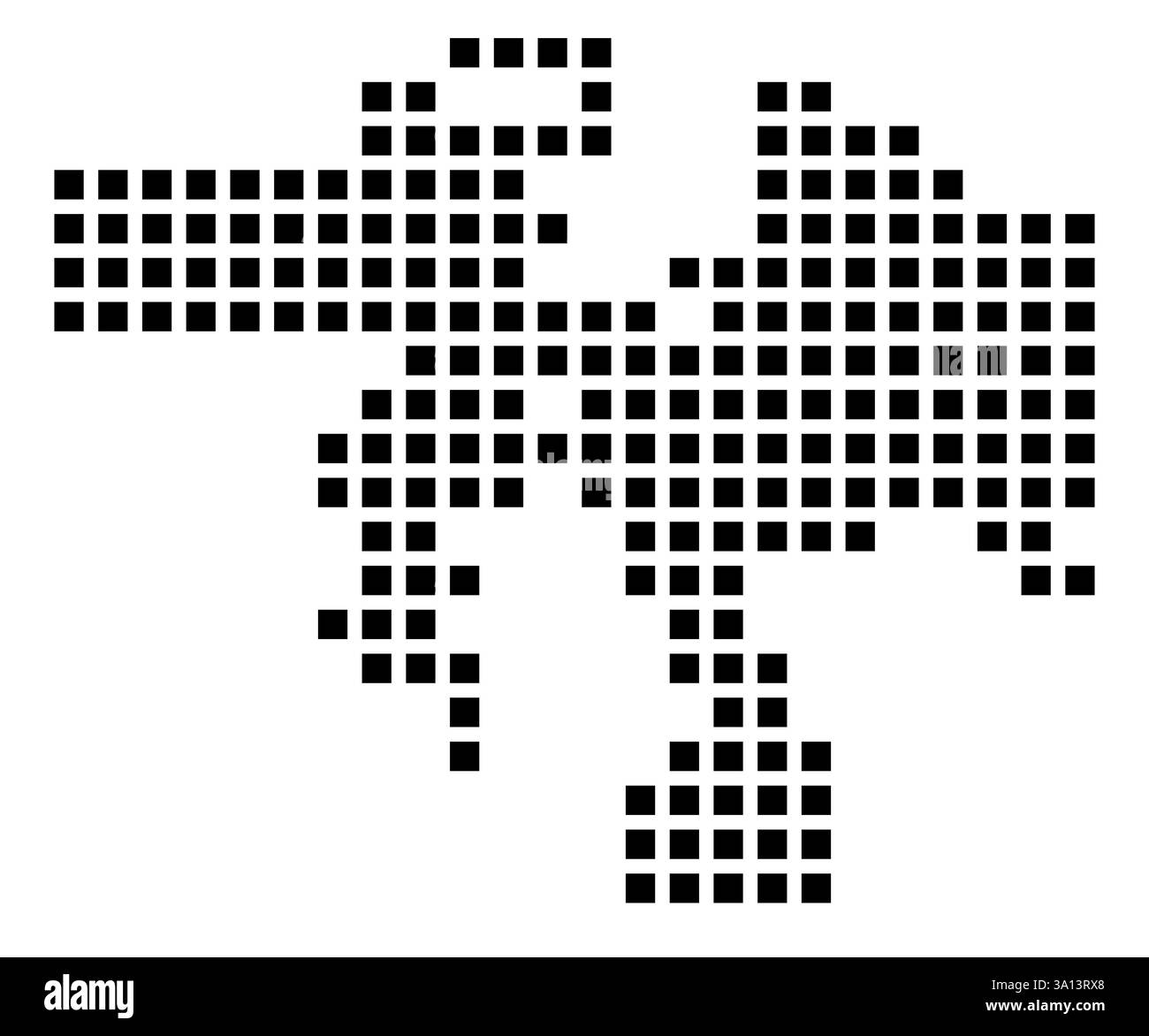 Symbol Karte der Stadt Albuquerque (New Mexico), die die Stadt mit einem Muster von nur wenigen schwarzen Quadraten zeigt Stockfoto