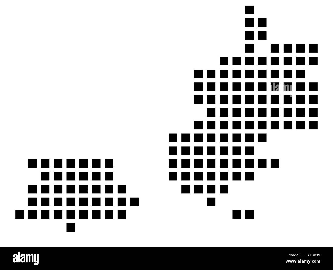 Symbol Karte der Stadt Las Cruces (New Mexico), die die Stadt mit einem Muster von nur wenigen schwarzen Quadraten zeigt Stockfoto