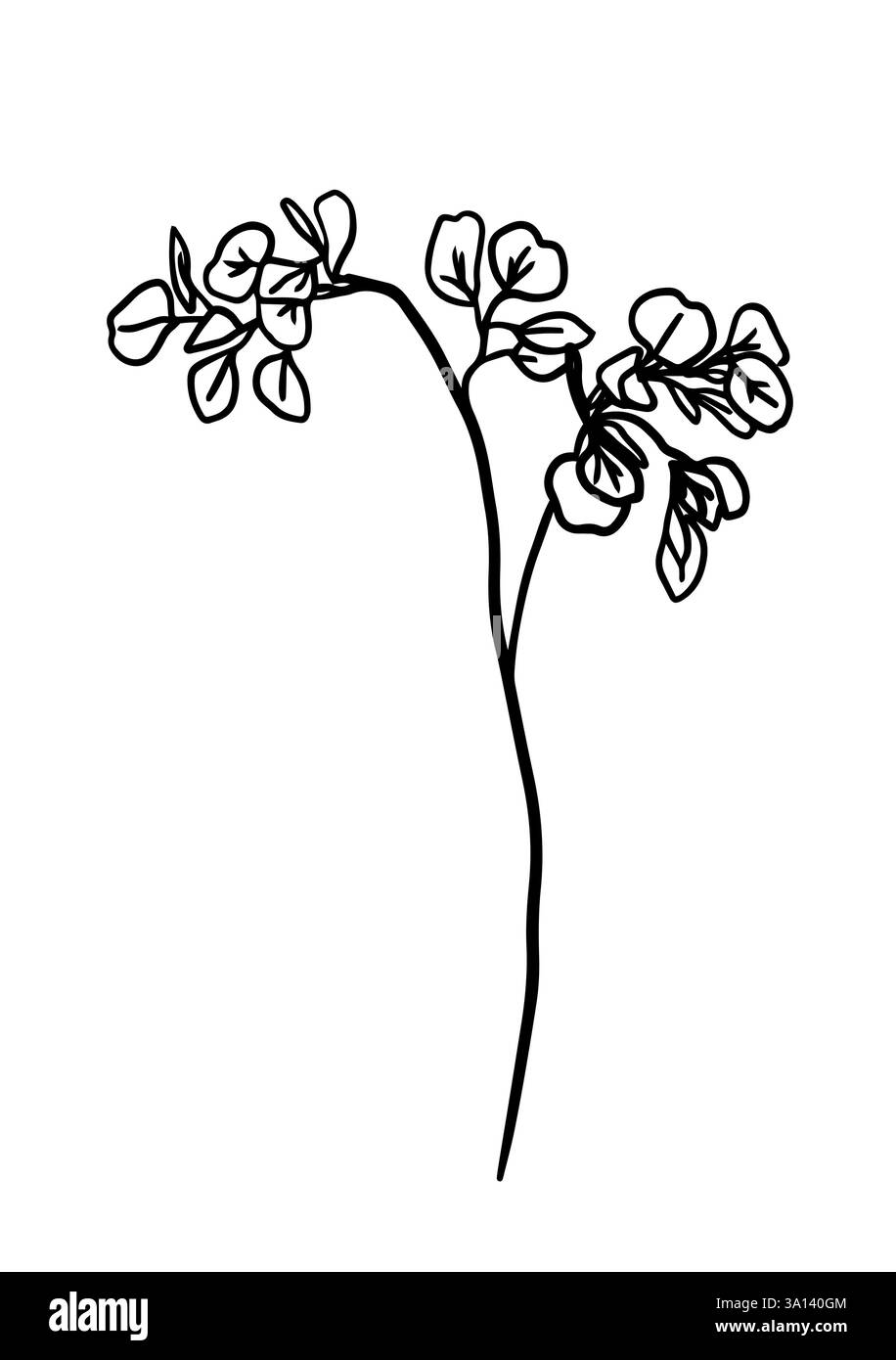 Blume eine Linie monochrom. Handzeichnung. Nicht AI, Vektorillustration Stock Vektor