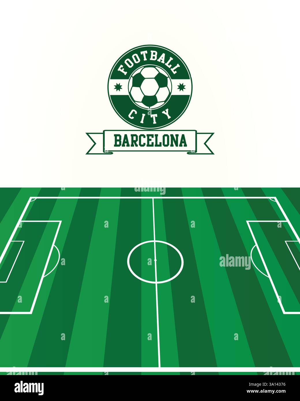Football City of Barcelona, Fußball grünes Feld mit Stempelsiegel, Vektor-Illustration abstraktes bearbeitbares Bild Stock Vektor