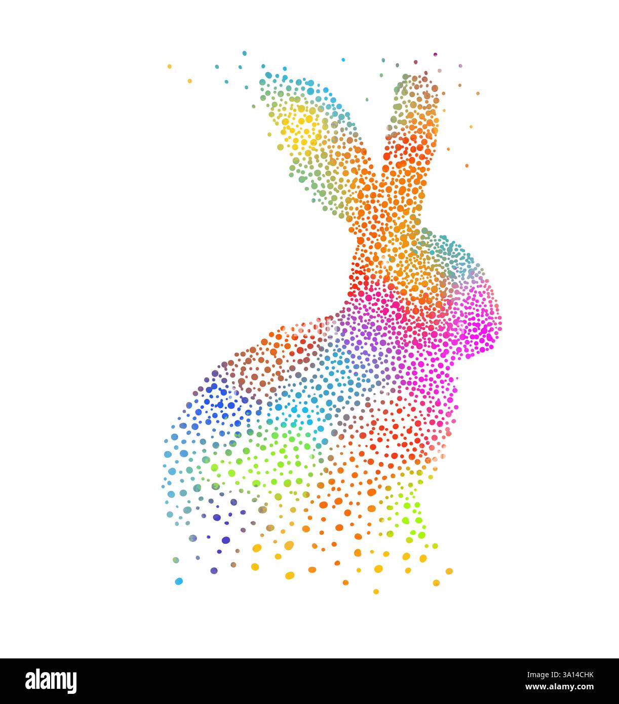 Frohe Ostern. Farbiger Häschen. Handgezeichnet. Nicht AI, Vektorillustration Stock Vektor