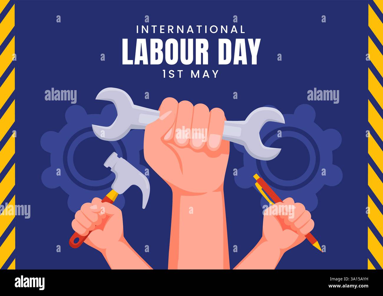 International Workers Solidarity Day Social Media Hintergrund mit flacher Illustration Stock Vektor
