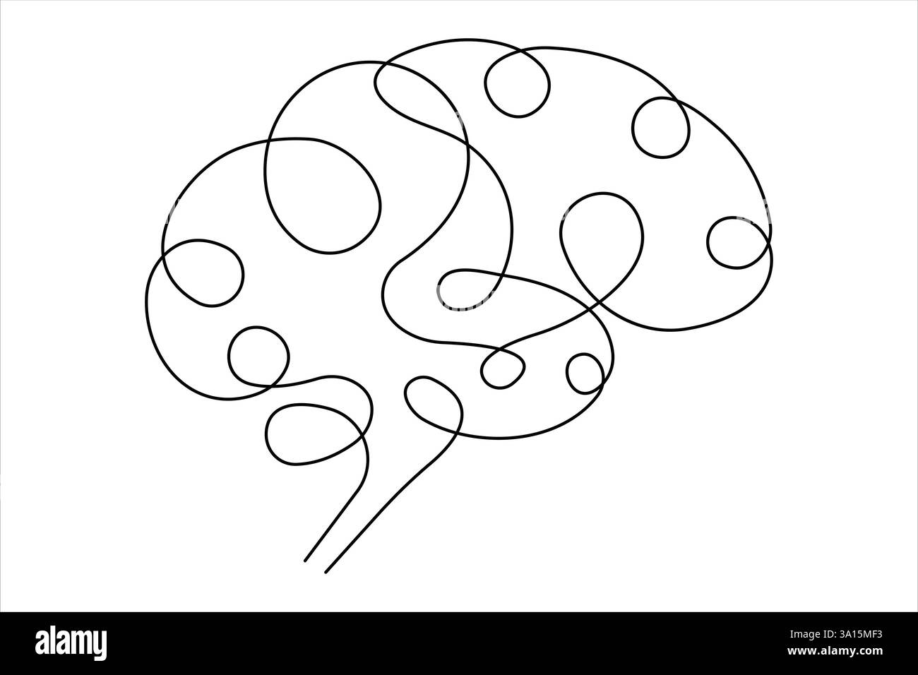 Menschliches Gehirn durchgehende Einzeilenzeichnung von Kunstvektorillustration und Intelligenz-Umrisskonzept Stock Vektor